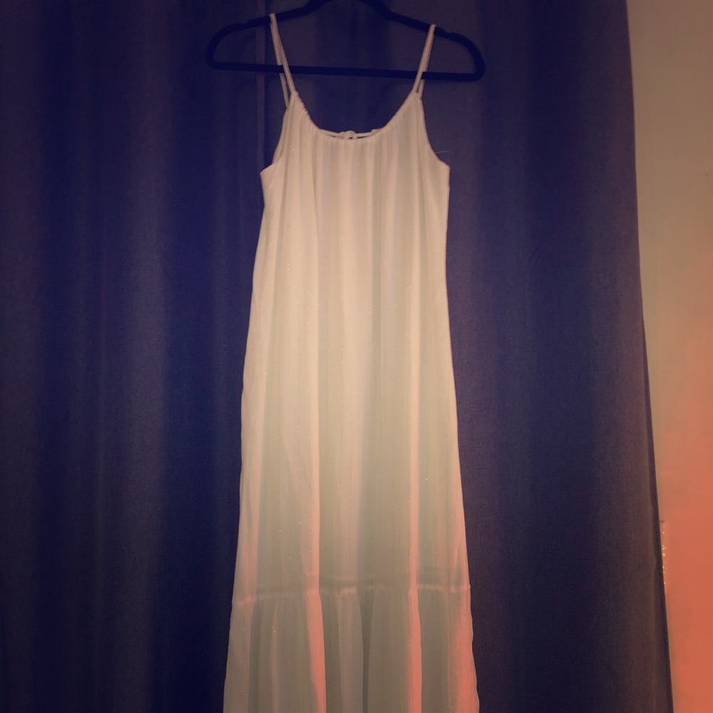 White with Gold Striped Maxi